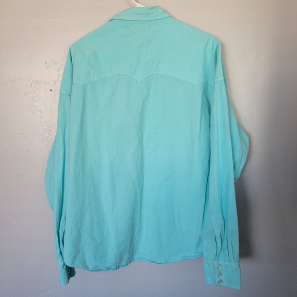 Levi's x Poggy's Collab Men's Large Blue Long Sleeve Shirt Pearl Snap Button Up - Picture 5 of 7